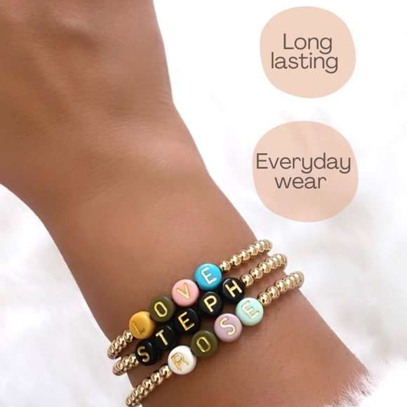 14k Gold Filled Customized Beaded Bracelet - Picture 4 of 4